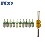 [JADO] แกนวาล์ว A/c สำหรับรถยนต์ R134a แกนวาล์วเครื่องปรับอากาศสีเขียว10ชิ้น + เครื่องมือ