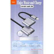 DWINR 2in1 Audio Jack + Charger Fast Charging Nylon Cable Converter Audio Type C for iPhone 15 15 Pr