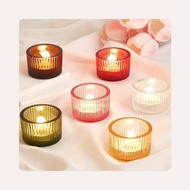 Timeless Tealight Glass Holders - Vertical Stripes for Wedding & Events - 9 Colours
