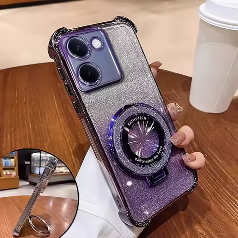 Luxury Glitter Bracket Case For Realme 14ProPlus 14Pro 13Pro 11 12 C30 C30S C31 C33 C35 C55 C61 C63 