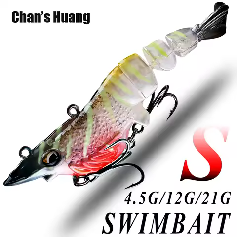 Chan's Huang 1PCS 6.3CM / 8CM / 10CM Artificial Swimbait Shrimp Realistic 3 Segment Prawn Fishing Lu