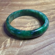 老花青翡翠平安鐲手鐲 | 18.5圍 | 天然緬甸玉翡翠A貨 | 送禮