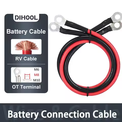 Battery Inverter Cable Set with Terminals (EU/CN Stock) 8/6/4/2AWG Stranded Copper Cord Solar Power 