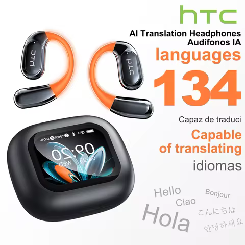 HTC NE27 Wireless Headphones AI Translator Earbuds OWS Sports Bluetooth Earphones Glowing Earhook Cu