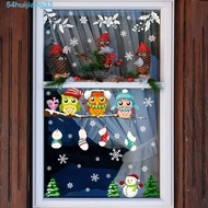 HUIJIANG Branch Owl Wall Sticker, Branch Owl Snowflake Christmas Owl Glass Sticker, Cartoon DIY PVC 