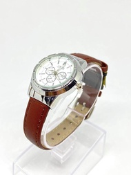 (พร้อมกล่อง) นาฬิกาข้อมือcasio ผู้หญิง นาฬิกาผู้ชาย นาฬิกาผู้หญฺิง สายหนัง สีน้ำตาล ระบบเข็ม (แสดงวันที่) RC611