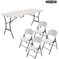 Lifetime 5 FT Foldable Table (1 pc) &amp; Lifetime Foldable Chair (4 pcs) Set - Durable, Comfortable