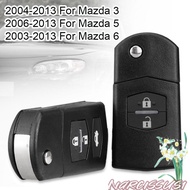 NARCISSUS Car Key Shell Car Accessories Replacement Black Flip 2/3 Buttons Fob Case Cover for For Mazda 3 5 6