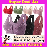 38~50BC Front Buckle No Steel Ring Plus Size Wireless Bra Women Bra Size Besar Wanita Tanpa Wayar Co