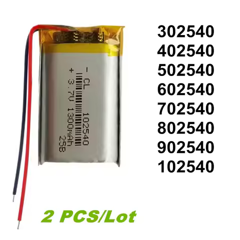 2PCS 3.7V Polymer Lithium Rechargeable Battery 302540 402540 502540 602540 702540 802540 902540 1025