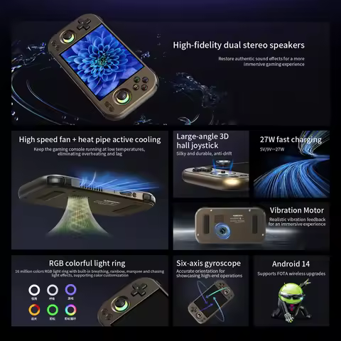 RG477M Retro Handheld Game Console, Aluminum Alloy CNC Dimensity 8300 Android14 System 4.7-inch Touc