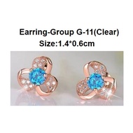 Crystal Rose Gold Blue Diamond Clover Earring G11
