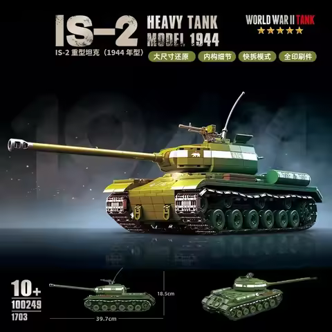 WW2 Military Classic Model Tiger Leopard KV-1 KV-2 IS-2 Heavy Tank Collection Model Building Blocks