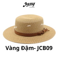 Mũ Cói Boater Nơ Da Pu Cao Cấp JCB09 Jusy Fashion Nón Cói Rộng Vành Phối Đai Nơ Xinh Xắn Form Chuẩn 