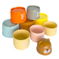( WAHYU_TOYS) Educational Toys Stacking Cup Stacking Glasses 9PCS Toys for Babies Numbers