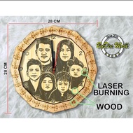 JAM DINDING KAYU UKIRAN [ CUSTOM WOODEN WALL CLOCK ] SILENT MOVEMENT