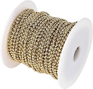 Ball Chain Number 6 Brass Plated Ball Chain 100 Feet Spool | 3.2 mm in Diameter | Corrosion Resistan