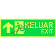 Signage VSAFEMKT Photo-luminescence Exit Keluar Escape Glow in the dark Signs (BOMBA KELUAR SIGNANGE