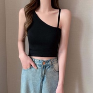เสื้อตัวสั้นใส่ด้านในออกแบบพิเศษใส่ด้านนอกสำหรับฤดูร้อนเสื้อเกาะอกสำหรับสาวอ้วนเสื้อกล้ามสายเดี่ยวไห