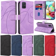 Matte Casing For Samsung Galaxy A21 A31 A41 A51 A71 A02S A03S A03 Core Luxury Stripe Wallet Soft PU Leather Flip Skin Stand Protect Cover Case
