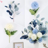 White Fake Flowers Blue Bouquet Hydrangea Artificial Flowers Chrysanthemum Silk Flowers Artificial for Decoration Flower Centerpieces for Coffee Table Decor