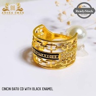 Cincin Emas CD with Black Enamel | Gold 916 💯 Original