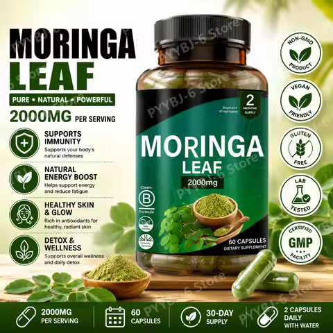 Moringa Capsules Natural Dietary Fiber Supplement Supports Digestive Health Wellness Daily Nutrition