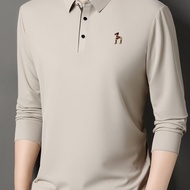 TEMU เสื้อแขนยาวชาย Wanrenshan OBM ฤดูใบไม้ผลิ/ฤดูใบไม้ร่วง เสื้อเชิ้ตคอปกครึ่งติดกระดุม สีพื้น ตกแต