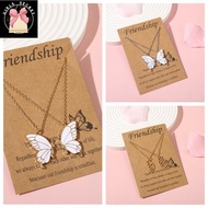 QQBspecialAdd 2Pcs/set Friendship Necklace Metal Grace Butterfly Pendants Chains Necklace Friendship
