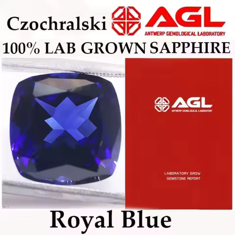 100% Czochralski method Lab Grown Royal Blue Sapphire Square Cushion Sapphire Provide GRC Or AGL Cer