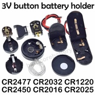 3V button battery holder Case CR2477 CR2032 CR1220 CR2450 CR2477 CR2025 Cell Horizontal Coin PC pins