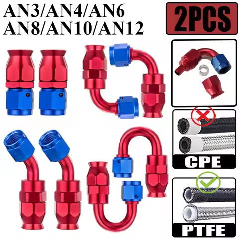 2X 3AN 4AN 6AN 8AN 10AN 12AN Straight 0 45 90 180 Degree Swivel Hose End Fitting Adapter For PTFE E8