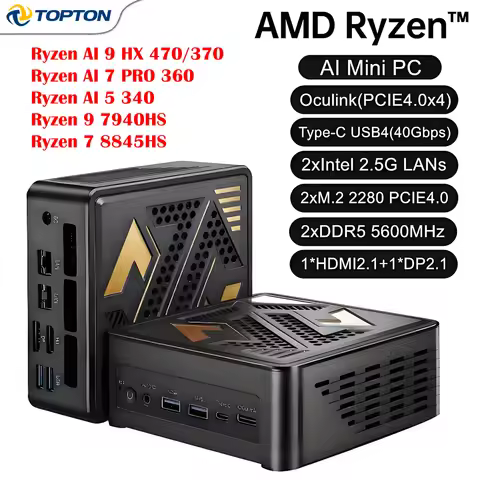 D12 Ultra Metal Mini PC AMD Ryzen AI 9 HX 470 370 365 AI7 PRO 360 R7 7840HS 7940HS 2xDDR5 NVME WiFi6