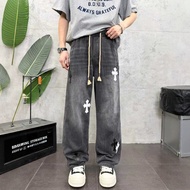 HF4W Chrome Hearts Four Seasons Cross Patch Stretch Jeans for Couples