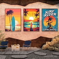 Decorative Painting Hanging Painting Bar Retro Sunset Coconut Tree American Cafe Surfing Hotel Sea V
