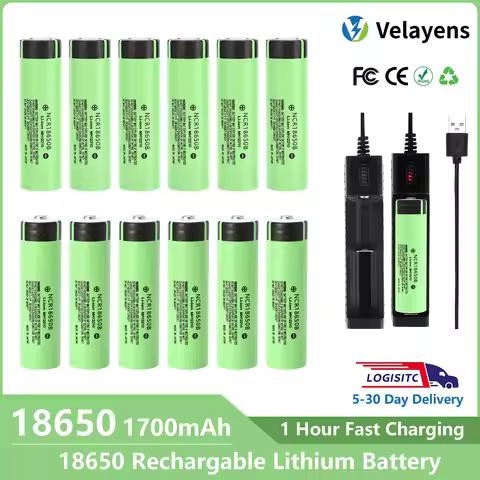 18650 1700mAh 3.7V Rechargeable Li-Ion Battery High-Drain for Flashlights 2-20pcs Bulk Available, 10