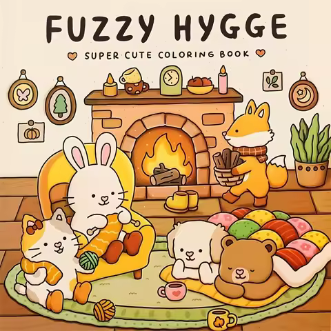 FUZZY HYGGE Bold-easy Patterns Coloring Book for Adults Cute Drawing Book Perfect Gift for Party and