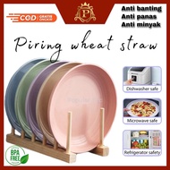 Piring BPA FREE bahan wheat straw / ramah lingkungan / SET / mini / kecil / sedang / besar / warna pastel / anti banting / tidak mudah pecah / anti lengket / minyak / tahan panas / microwave