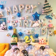 Mystyle Balon Foil Huruf Silver Satuan Balon Foil Happy Birthday Nama Ulang Tahun Tulisan Pesta New