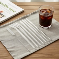 31cm 12.2in Glass Straws for Stanley 8-Pack + 2 Brushes – Heat-Resistant Reusable Borosilicate – 10-