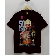 OVERSIZE T-SHIRT MUSIC RAP 50 CENT GET RICH BLACK FULL TAG & LABEL