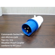 INDUSTRIAL COMMANDO SOCKET - MALE (PIN) - 3 PIN 16AMP 220V
