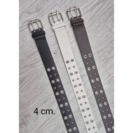 LK556 Premium PU Leather Belt Star Pin & Metal Ring Punk Y2K Style Width 4 Cm. Free Size