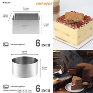 MOUSSE Cake Mold Stainless Steel Circle Square Seamless Ring Size 6x8 Inches chefmade ROUND