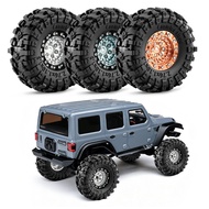 4pcs 70mm 1.3" Metal Beadlock Wheel Rim & Rubber Tyre 7MM Hex for 1/18 1/24 TRX4M Ascent-18 Axial SC