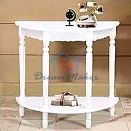 White Half moon table/Putih Console half moon table/Meja separuh bulat/Meja Hiasan/Decoration table/