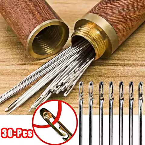 30pcs Blind Sewing Needle Elderly Stainless Steel Quick Automatic Self-Threading Needle Stitching Pi