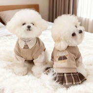 Autumn Winter Pet Clothes Preppy Style Bear Embroidered Couple Clothes Two-Piece Suit Dog Clothes