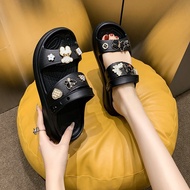 2-strap sandals with 5cm padded sole to increase height and come with a premium metal sticker set - 