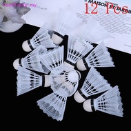 FoodTaste   12 Pcs White Plastic Badminton Ball Shuttlecos Sport Training Sport   MY